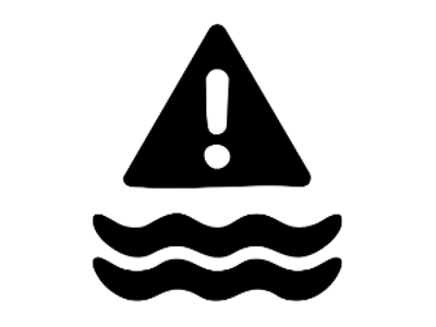 triangle with exclamation point and water icon